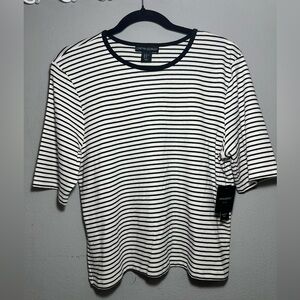 Cynthia Rowley Black and White Striped Relaxed T-Shirt NWT size XL